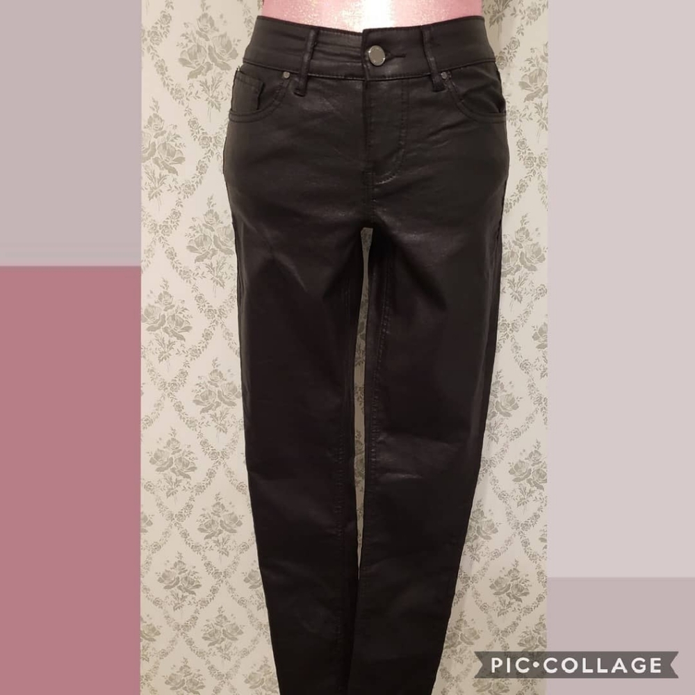 Leather look jeans